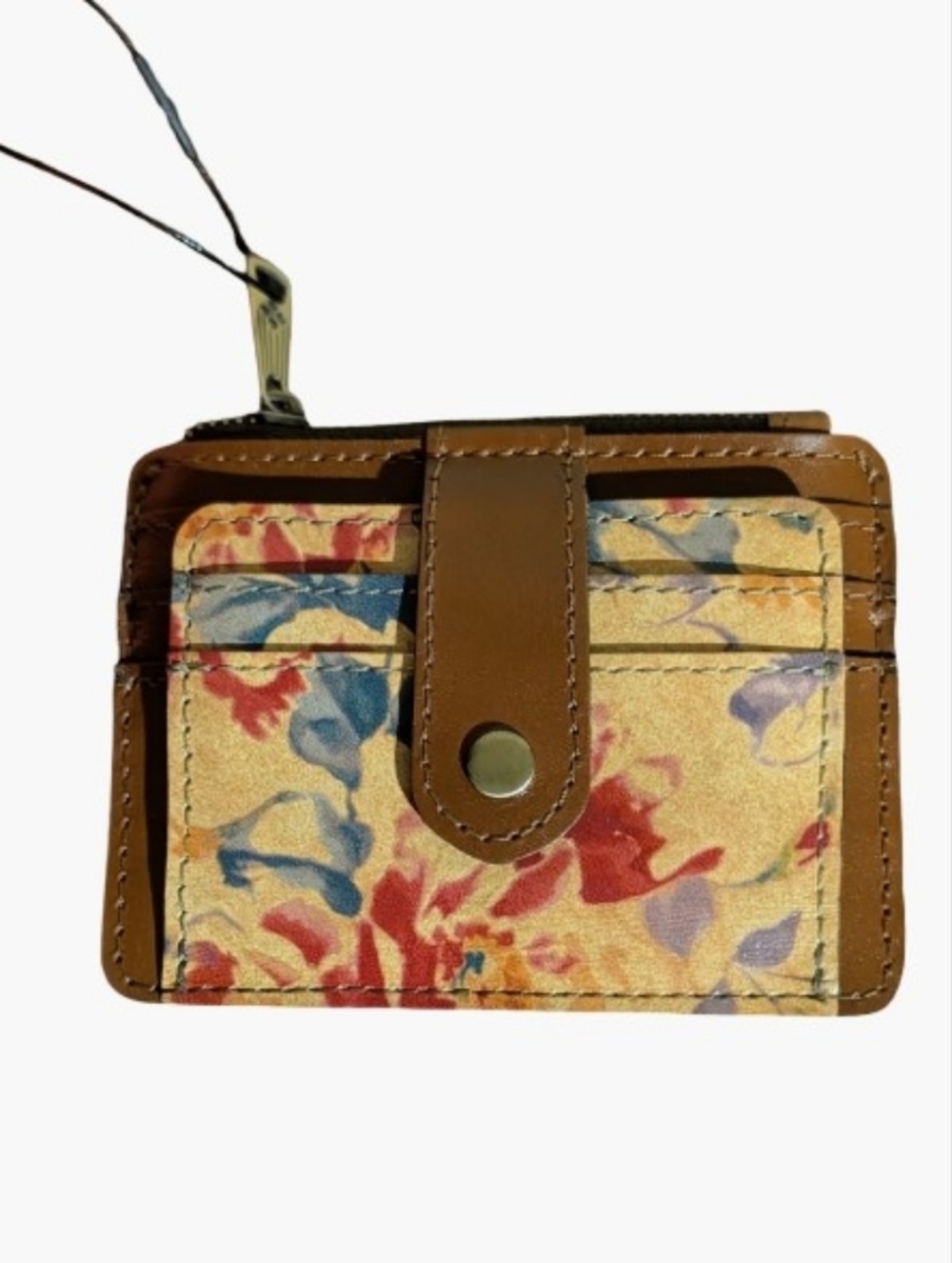 Patricia Nash Cassis in Aegean Bloom Snap Bi-Fold Leather Card Wallet